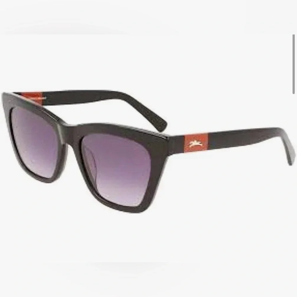 Longchamp 715S Women’s Black Cat-Eye Sunglasses with Purple Gradient Lenses NIC